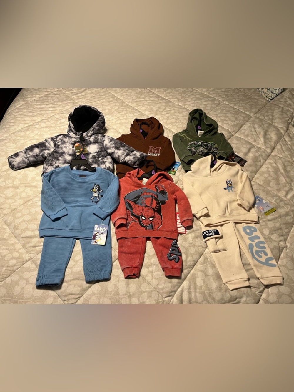NWT! Lot of 6 Boys Size 12 Months Outfits and Zip up Puffer Coat